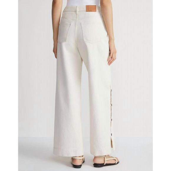NEW LAFAYETTE 148 split leg jean with buttons in white